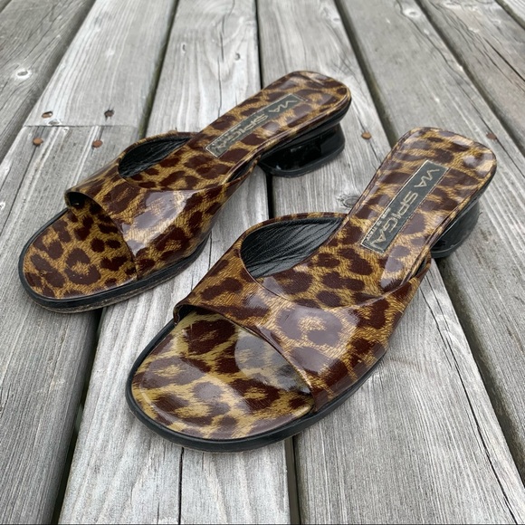 Via Spiga Leopard Print Open Toe Slides - Picture 3 of 7
